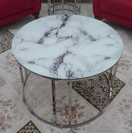 High gloss White Marble Coffee Table