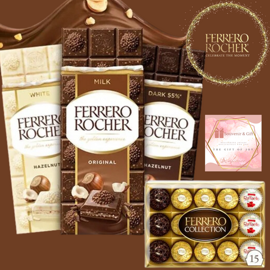 Ferrero Rocher Chocolate Gift Set Box Of Chocolate Milk Chocolate, White Chocolate, Dark Chocolate, Chocolate Gift & Classic 15 Pack Box | Luxury Chocolates Gift Box